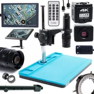 Mikroskopy i lupy - Mikroskop cyfrowy 10A solo + Regulowane oświetlenie 60XLED + wyświetlacz 10 cali + uchwyt do wyświetlacza + silikonowa baza + kamera Black PRO 4K - miniaturka - grafika 1