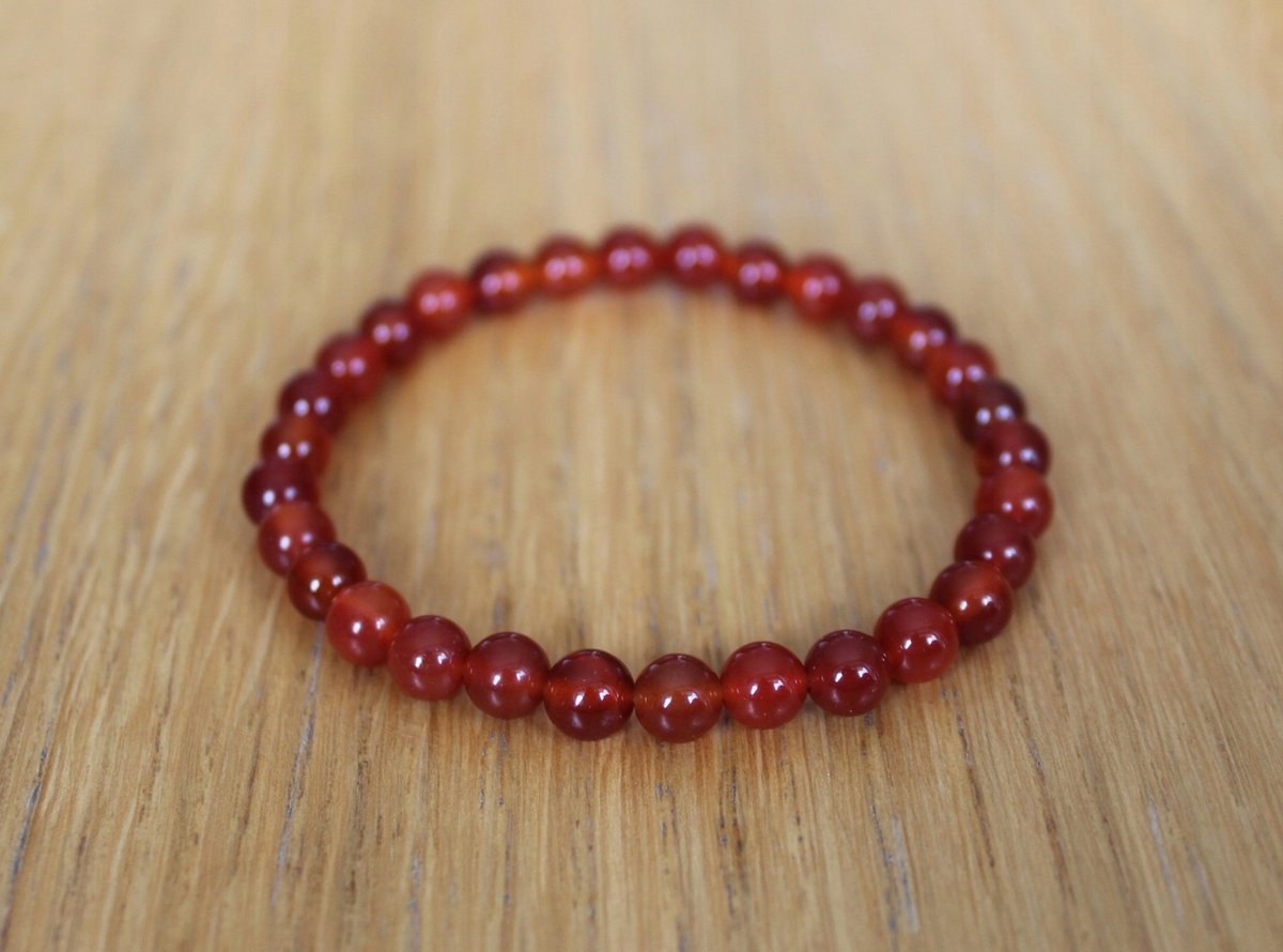 Bransoletka KARNEOL AGAT POMARAŃCZOWY kule 6,0mm gumka agalag, bez marki, AG00000895