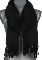 Apaszki i szaliki damskie - Szalik damski BAWEŁNIANY na prezent z frędzlami FG-20 czarny - miniaturka - grafika 1