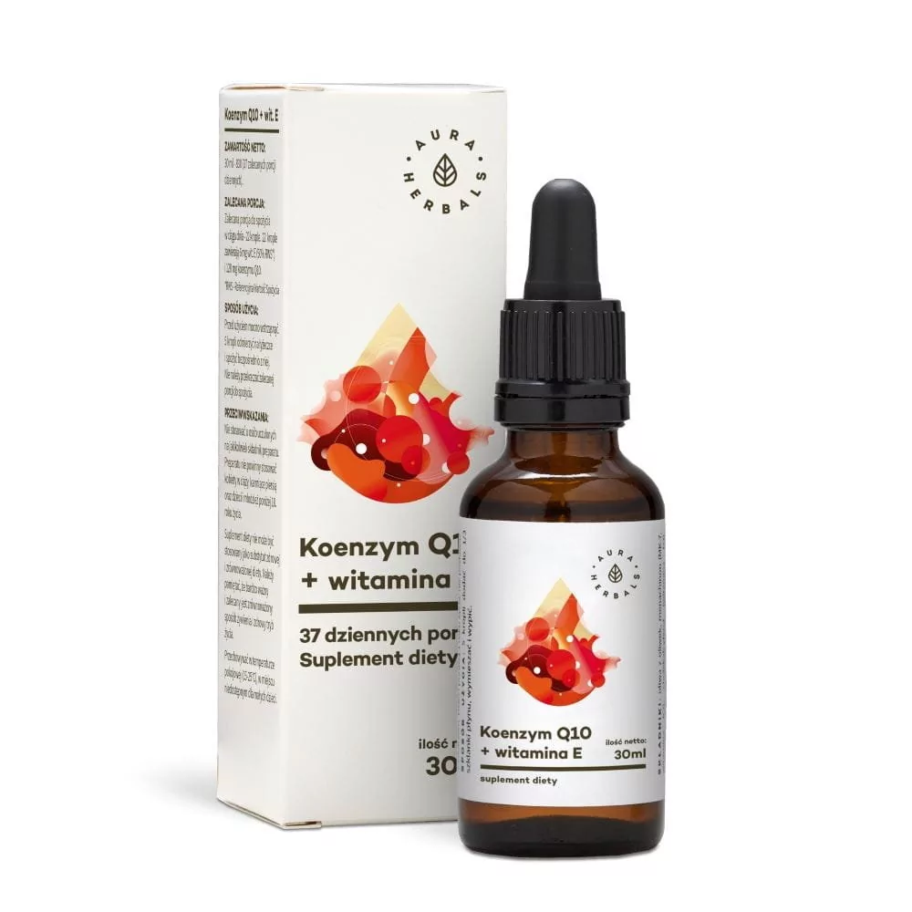 AURA HERBALS Koenzym Q10 + witamina E - suplement diety w kroplach (30ml) 9F71-75926