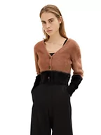 Swetry damskie - TOM TAILOR Denim Damski Cosy kardigan z przędzą sprężynową 1034483, 14482 - Deep Black, XS - miniaturka - grafika 1
