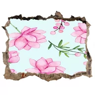 Naklejki na ścianę - Naklejka 3D ścienna dziura Kwiaty i jagody 120x81, Tulup - miniaturka - grafika 1