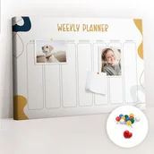Tablice i flipcharty - Szkolna Tablica korkowa 60x40 cm, Kolorowe Pinezki, wzór Planer tygodniowy - miniaturka - grafika 1