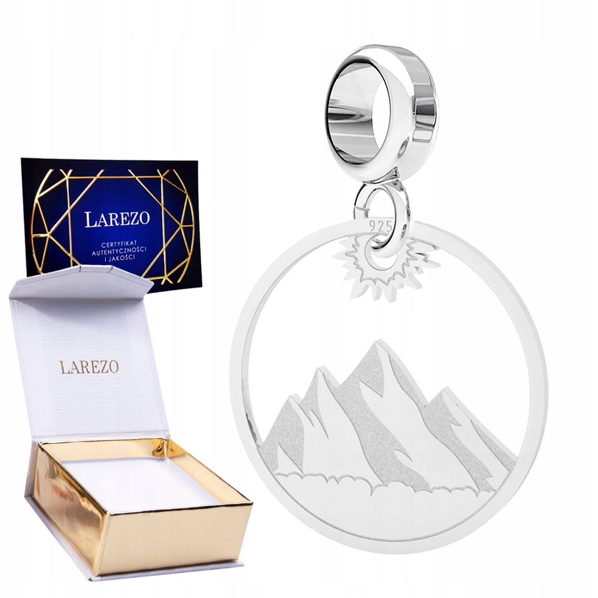 Charms Srebrny Wiszący z Górami Tatrami Polska Góry Tatry Słońce SREBRO 925