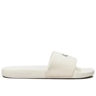 Klapki damskie Calvin Klein Slide Monogram Hardware YW0YW01713-AEO - białe - Klapki i japonki damskie - miniaturka - grafika 1