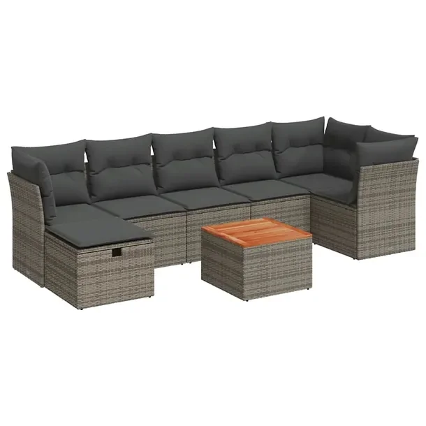 Zestaw mebli ogrodowych modułowych szary rattan PE, stół 55x55x37 cm