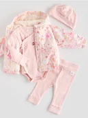 Komplety dla niemowląt - Reserved - Bawełniany komplet z czapką - pastelowy róż - miniaturka - grafika 1