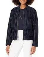 Kurtki damskie - Armani Exchange Damska kurtka plisowana z kieszeniami z przodu, NIEBIESKI, S - miniaturka - grafika 1