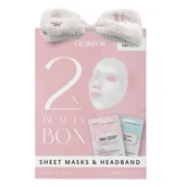 Waciki, płatki i patyczki kosmetyczne - Glamfox - Beauty Box: zestaw - opaska kosmetyczna + 2 maski w płachcie - miniaturka - grafika 1