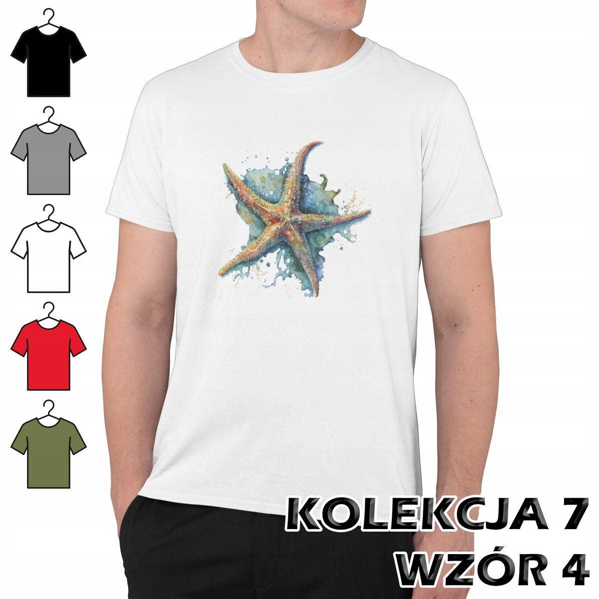 T-SHIRT KOSZULKA MĘSKA MORSKIE ZWIERZĘTA ROZGWIAZDA BŁAZENEK NEMO RYBA XL