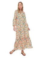 Sukienki - TRENDYOL Frau Modest Maxi A-line Regular Fit tkanina skromna sukienka, pomarańczowy, 36 - miniaturka - grafika 1