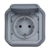 Gniazdka elektryczne - Legendar Gniazdo hermetyczne schuko podtynkowe kompletne nowe PLEXO IP55 - szary - miniaturka - grafika 1