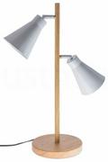 Lampy stojące - Auhilon Deco Lighting Delikatna Lampa Stołowa BOURNE 2L Drewniana Podstawa Klosz Biały Metal Oprawa do Salonu Sypialni Oświetlenie Auhilon LS-MT1588 - miniaturka - grafika 1