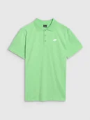 Koszulki męskie - 4F Koszulka polo regular z nadrukiem męska - zielona L - miniaturka - grafika 1