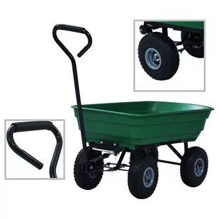 vidaXL Ogrodowy wózek ręczny z wywrotką, 300 kg, 75 L, zielony 145507 - Pozostałe narzędzia ogrodowe - miniaturka - grafika 1