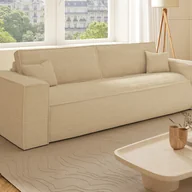 Sofy i kanapy - Kanapa 4-osobowa błyskawicznie rozkładana z beżowego sztruksu AMELIA - Miejsca do spania 160 cm - Materac 13 cm z pamięcią kształtu - miniaturka - grafika 1