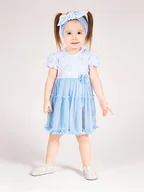 Body dla niemowląt - Dziewczęca sukienko-body krótki rękaw niebieska Nicol,r.56 - miniaturka - grafika 1