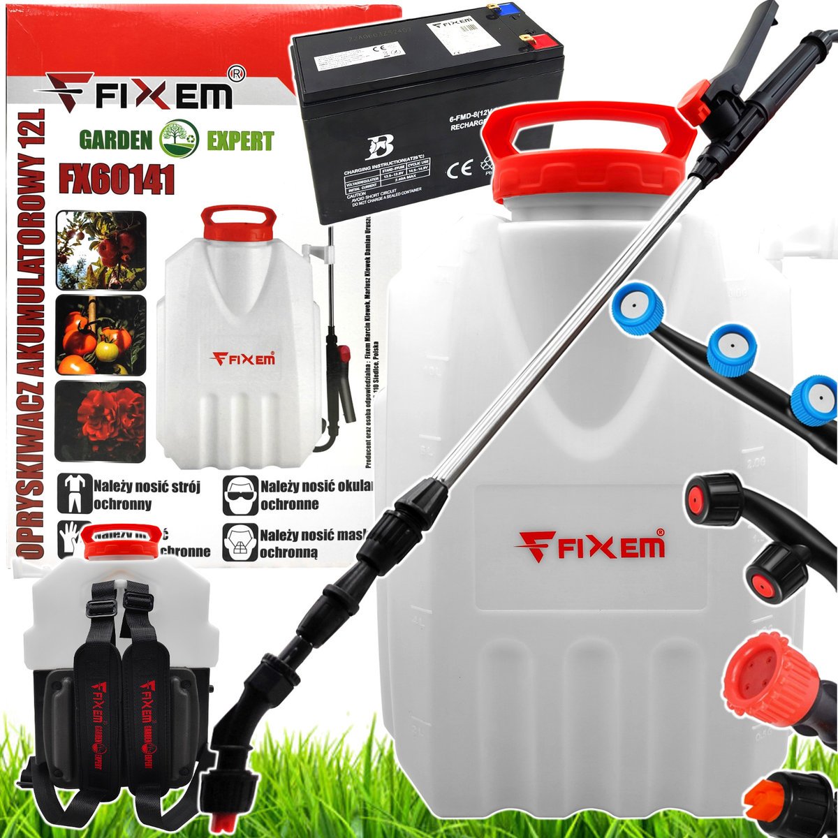 OPRYSKIWACZ AKUMULATOROWY CIŚNIENIOWY PLECAKOWY ELEKTRYCZNY 12L LANCA 117cm