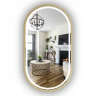 Lustra - LUSTRO PODŚWIETLANE LED OWALNE 120X55 CM W ZŁOTEJ RAMIE LOFT - miniaturka - grafika 1