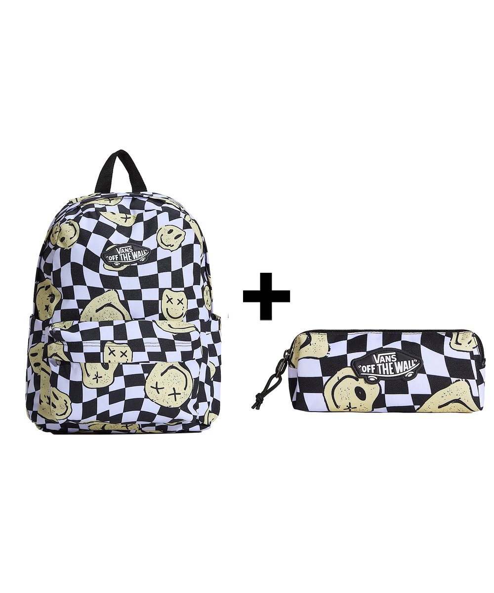 Zestaw Vans - Plecak dziecięcy OLD SKOOL GROM CHECK VN000H56YB2 + Piórnik OLD SKOOL PENCIL POUCH VN000H58YB2 Black/White Checkboard ONE SIZE