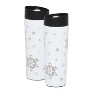 Kubki termiczne - Kubek termiczny Art Deco Stars 340 ml śnieżynki mix AMBITION - miniaturka - grafika 1