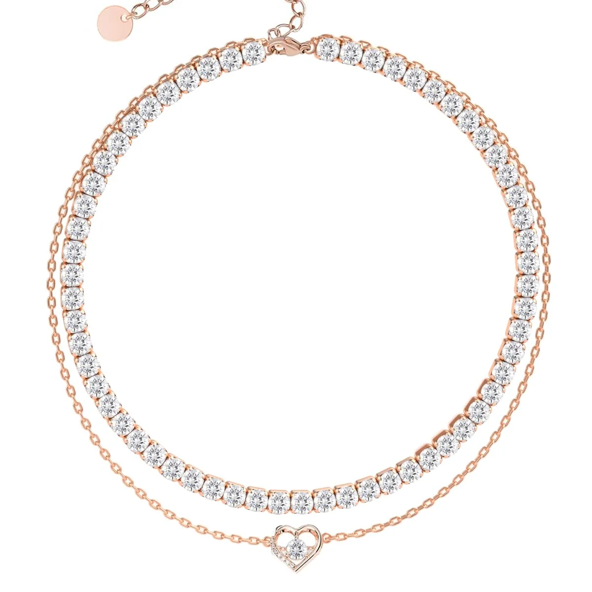 Bransoletka na nogę w stylu tenisowym z moissanitem, 4 mm diamentów hodowanych w laboratorium, grubiej pokryta 18K różowym złotem, regulowana złota ..