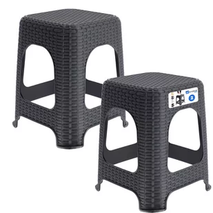 Taboret rattan 45 x 26 cm antracyt, 2 szt. - Taborety i hokery Taboret rattan 45 x 26 cm antracyt, 2 szt. - Taborety i hokery - miniaturka - grafika 1