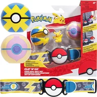 Figurki dla dzieci - POKEMON Clip'N'Go Pas Trenera PokeBall HealBall i QuickBall Pikachu - miniaturka - grafika 1