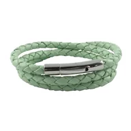 Naszyjniki męskie - König Design skórzany naszyjnik skórzany pasek skórzana bransoletka 6 mm męski naszyjnik 17 cm - 100 cm pleciony, długość: 22 centymetry, kolor: miętowy zielony - miniaturka - grafika 1