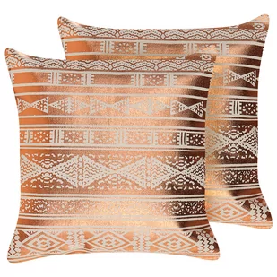 2 Bawełniane Poduszki Dekoracyjne W Geometryczny Wzór 50 X 50 Cm Miedziane Oujda - Poduszki dekoracyjne 2 Bawełniane Poduszki Dekoracyjne W Geometryczny Wzór 50 X 50 Cm Miedziane Oujda - Poduszki dekoracyjne - miniaturka - grafika 1