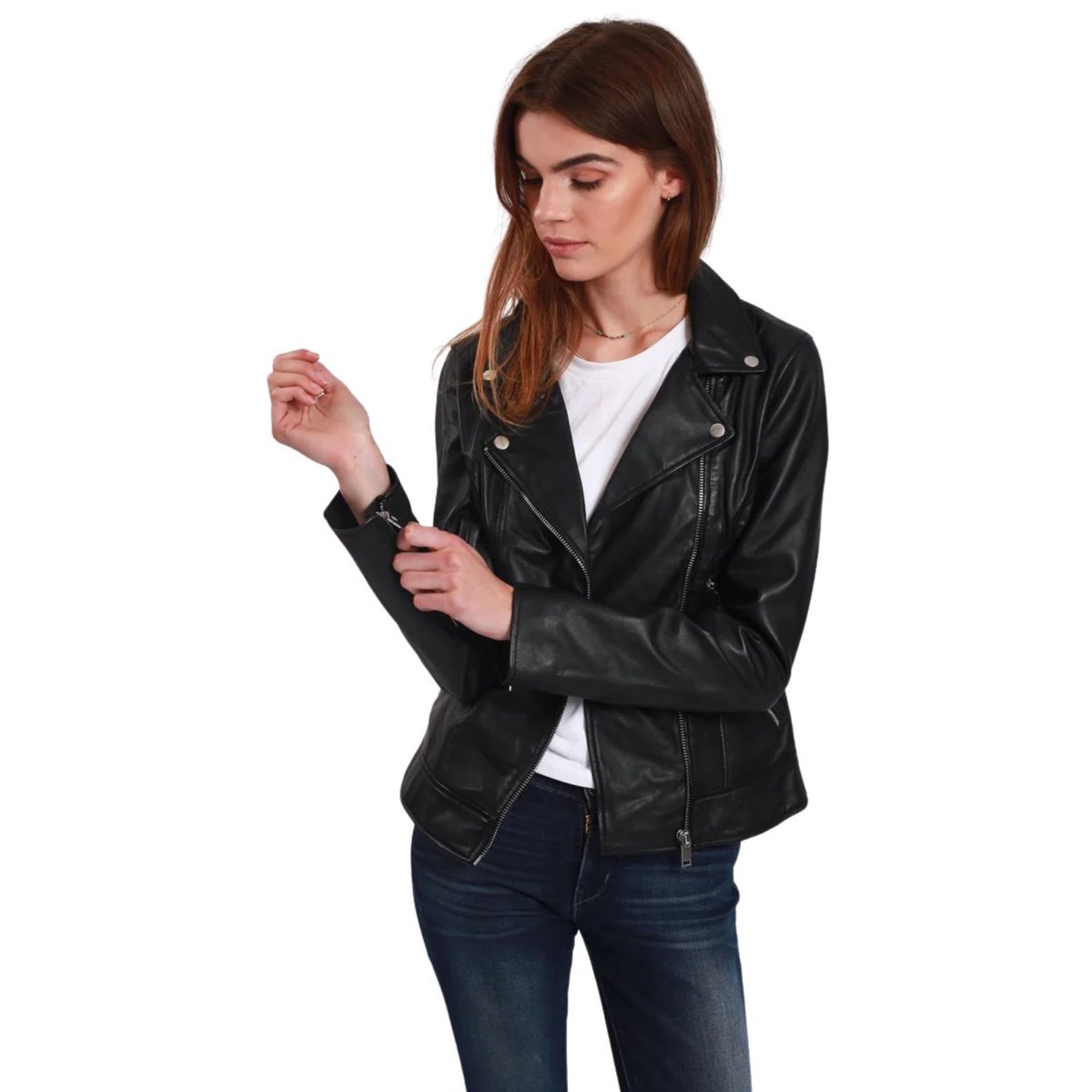 Kurtka damska skórzana Lee Cooper Beline ramoneska czarna skóra owcza-M