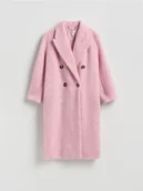 Płaszcze damskie - Reserved - Dwurzędowy płaszcz z wełną - różowy - miniaturka - grafika 1