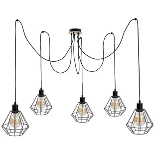 KET Loftowa LAMPA wisząca druciana OPRAWA metalowy zwis czarny drewno - Lampy sufitowe - miniaturka - grafika 1