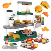 Zabawy w naśladowanie dorosłych - Zabawkowy Zestaw Fast Food Kawiarnia Mini Bar Kanapki Hamburgery Frytki - miniaturka - grafika 1