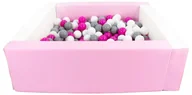 Suche baseny - Kwadratowy suchy basen z ekoskóry z 300 piłeczkami (biały, różowy (pastel)/biały, różowy, szary) - miniaturka - grafika 1