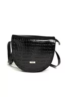 Torebki damskie - Czarna listonoszka półksiężyc krokodyl - miniaturka - grafika 1