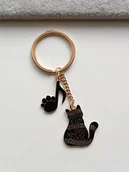 Breloki - Breloczek Brelok Do Kluczy Czarno Złoty Kot Kotek Nuta Łapka Kocia Muzyka - miniaturka - grafika 1