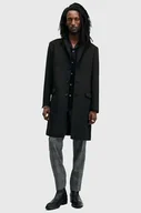 Płaszcze męskie - AllSaints płaszcz z domieszką wełny HAL COAT kolor czarny przejściowy M005OZ - miniaturka - grafika 1