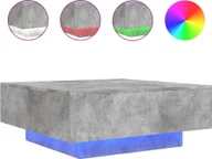 Ławy i stoliki kawowe - vidaXL Stolik kawowy z oświetleniem LED betonowy szary 80x80x31 cm - miniaturka - grafika 1