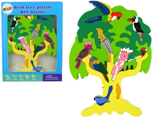 KOLOROWE DREWNIANE DRZEWO PAPUGI KLOCKI - Klocki - miniaturka - grafika 1