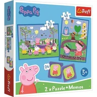 Puzzle - Puzzle 2w1 30+48 el. Radosne chwile ze Świnką Peppą + Memos Trefl - miniaturka - grafika 1