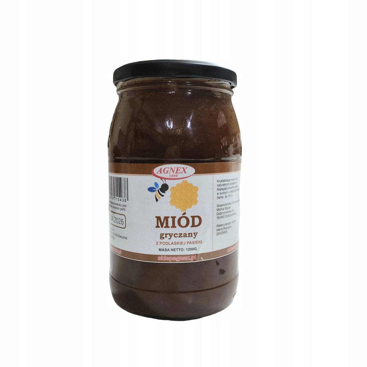 Miód gryczany z Podlaskie pasieki 1,2 kg