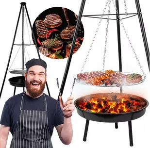 GRILL OGRODOWY WISZĄCY PALENISKO TRÓJNÓG DUŻY 50CM - Grille - miniaturka - grafika 1