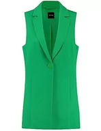 Kamizelki damskie - Taifun Damska kamizelka z klapami bez rękawów kamizelka do użytku wewnątrz długa kamizelka jednokolorowa, Cosmic Green, 40 - miniaturka - grafika 1