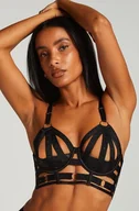 Biustonosze - Hunkemöller Nieusztywniany długi biustonosz z fiszbinami Athena Czarny - miniaturka - grafika 1