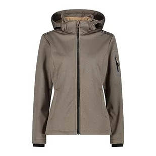 CMP damska kurtka Softshell melanżowa z odpinanym kapturem, sezamem mel-czarny, 40 - Kurtki damskie - miniaturka - grafika 1
