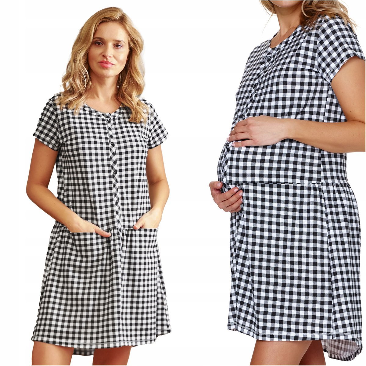 Koszula do karmienia ciążowa rozpinana DOCTOR NAP 9444 black check M