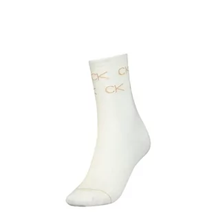 Skarpetki damskie - Calvin Klein Damskie skarpety Lurex Gift Box Casual Sock, Off White, rozmiar uniwersalny - grafika 1