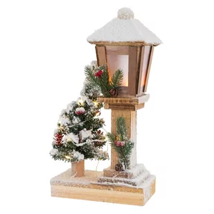 Dekoracja świąteczna latarnia LED zima Boże Narodzenie Boże Narodzenie latarnia drewno - Ozdoby bożonarodzeniowe - miniaturka - grafika 1