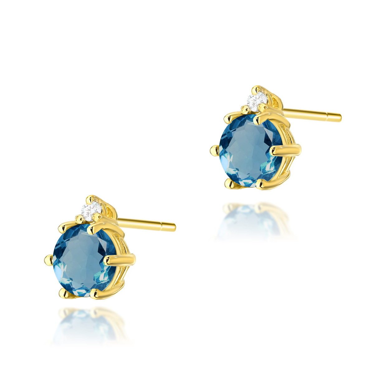 Złote kolczyki K0076 Topaz London Blue 2 x 0,50ct żółte złoto pr. 585